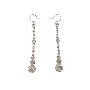 Silver Rhinestone Dangle Shoulder Duster Earrings